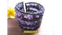 Bali Stone Beaded Cuff Bracelets Double